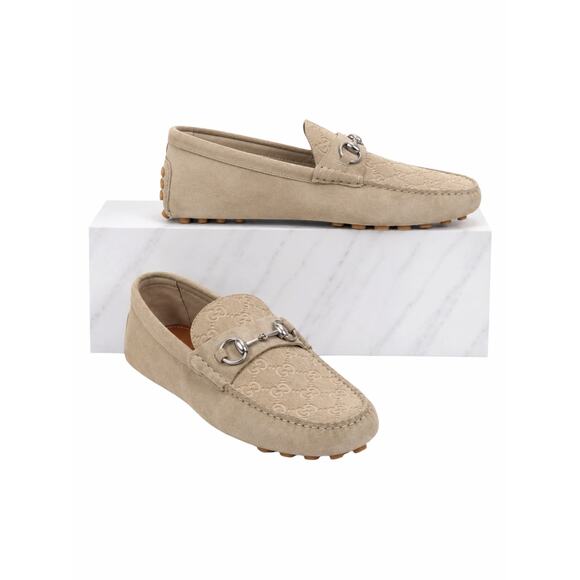 Gucci Other - Gucci Byorn Guccisima Horsebit Suede Driver Loafer Oatmeal Size 11.5